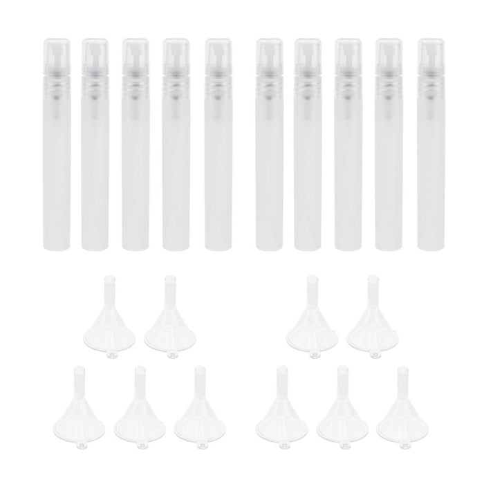 10 Pieces Perfume Spray Mist Empty Bottle + 10 Pieces Plastic Funnel 10 ML