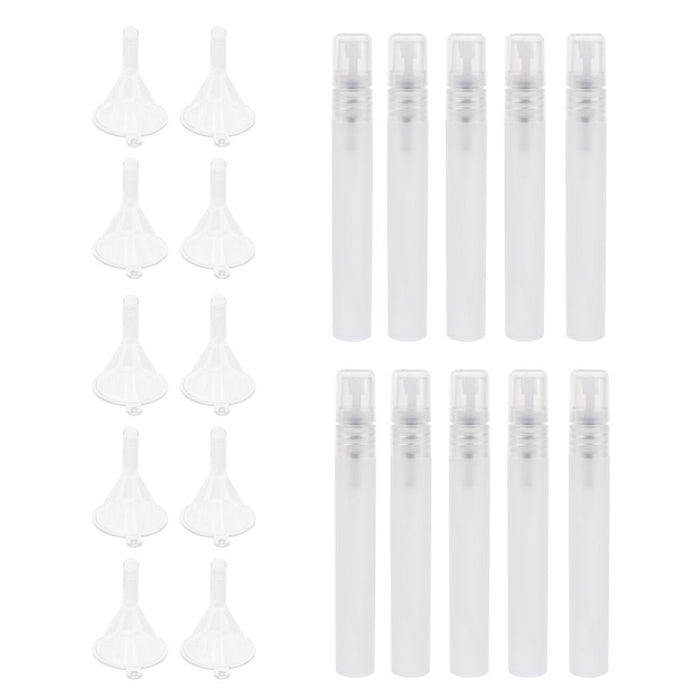 10 Pieces Perfume Spray Mist Empty Bottle + 10 Pieces Plastic Funnel 10 ML