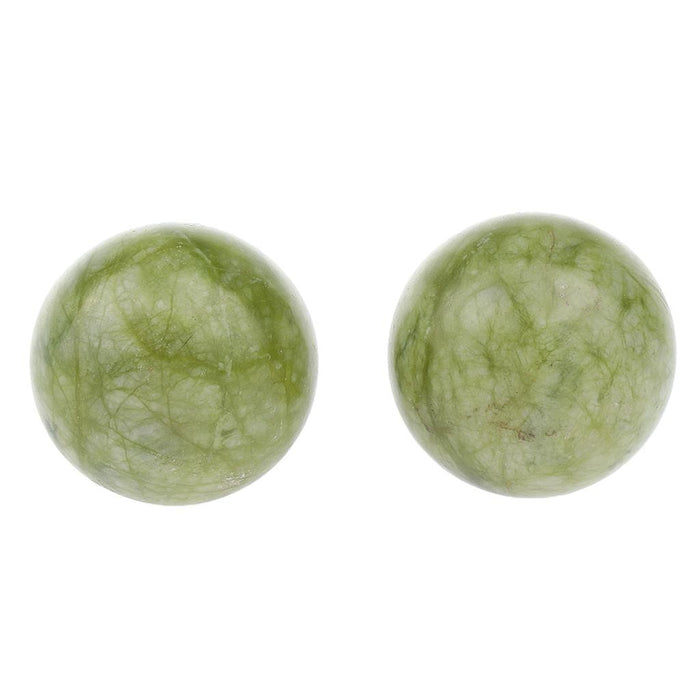 2 Pieces Natural Jade Stone Chinese Hand Exercise Massage Roller Balls Tools