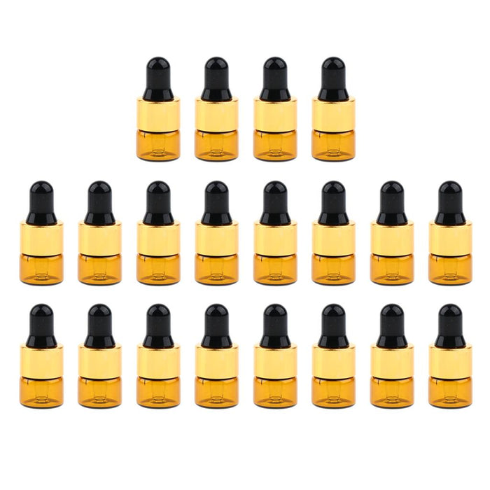 20 Pieces Mini Empty Glass Essential Oil Refillable Brown Amber Bottles 1ML