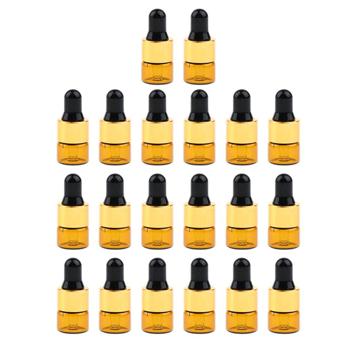 20 Pieces Mini Empty Glass Essential Oil Refillable Brown Amber Bottles 1ML