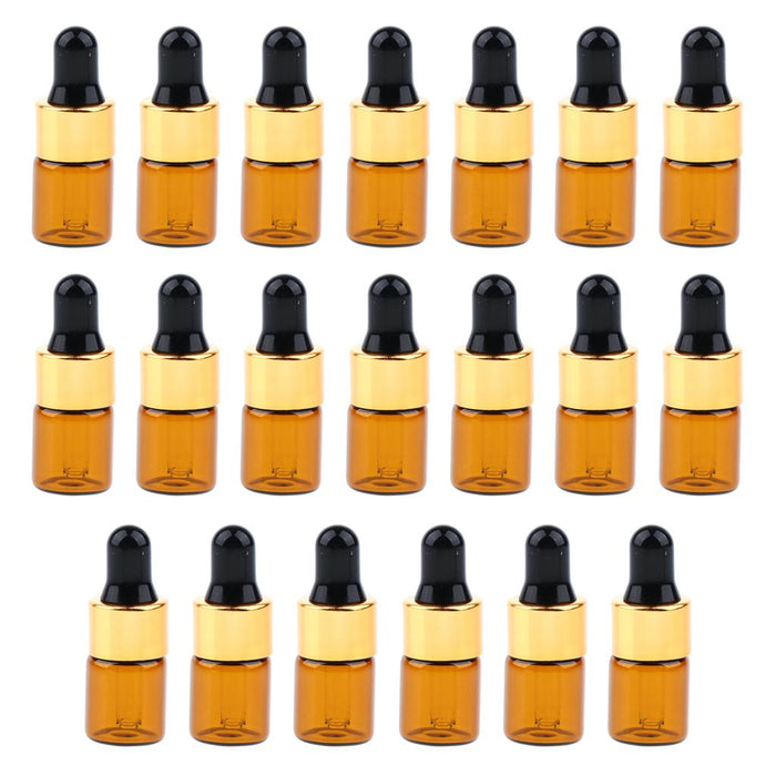 20 Pieces Mini Empty Glass Essential Oil Refillable Brown Amber Bottles 2ML