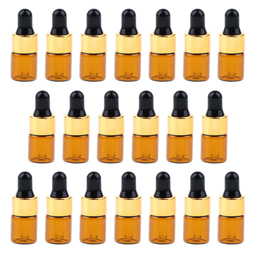 20 Pieces Mini Empty Glass Essential Oil Refillable Brown Amber Bottles 2ML