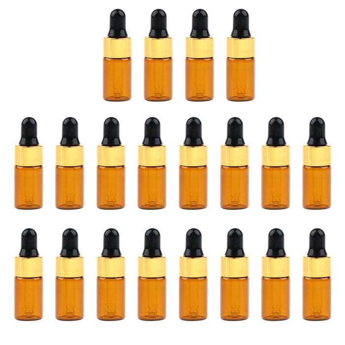 20 Pieces Mini Empty Glass Essential Oil Refillable Brown Amber Bottles 3ML