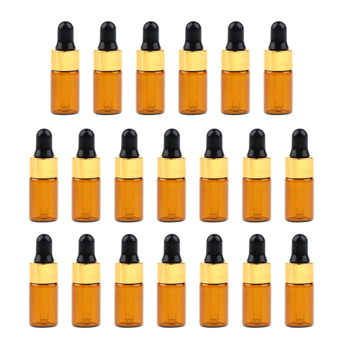 20 Pieces Mini Empty Glass Essential Oil Refillable Brown Amber Bottles 3ML