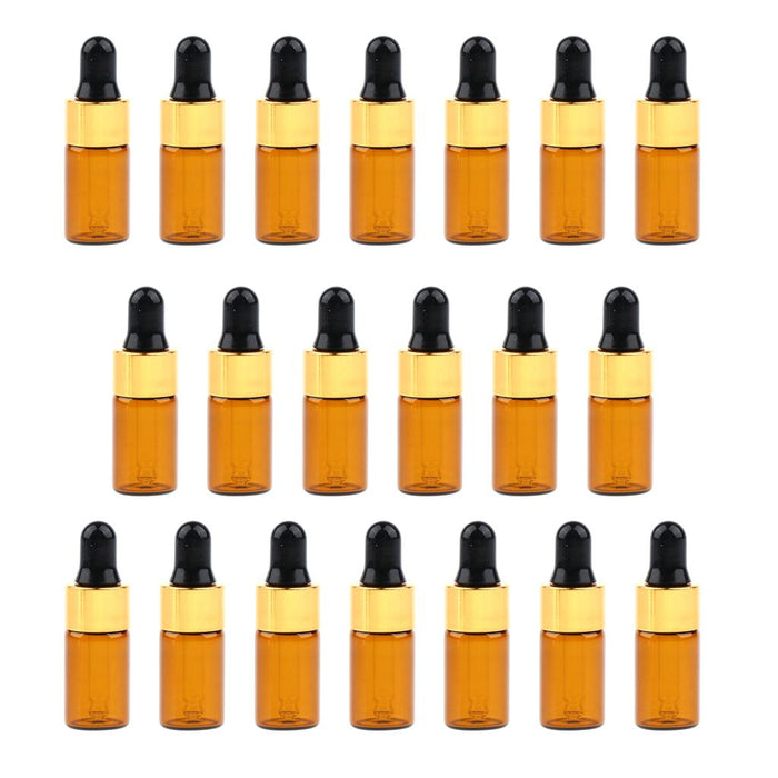 20 Pieces Mini Empty Glass Essential Oil Refillable Brown Amber Bottles 3ML