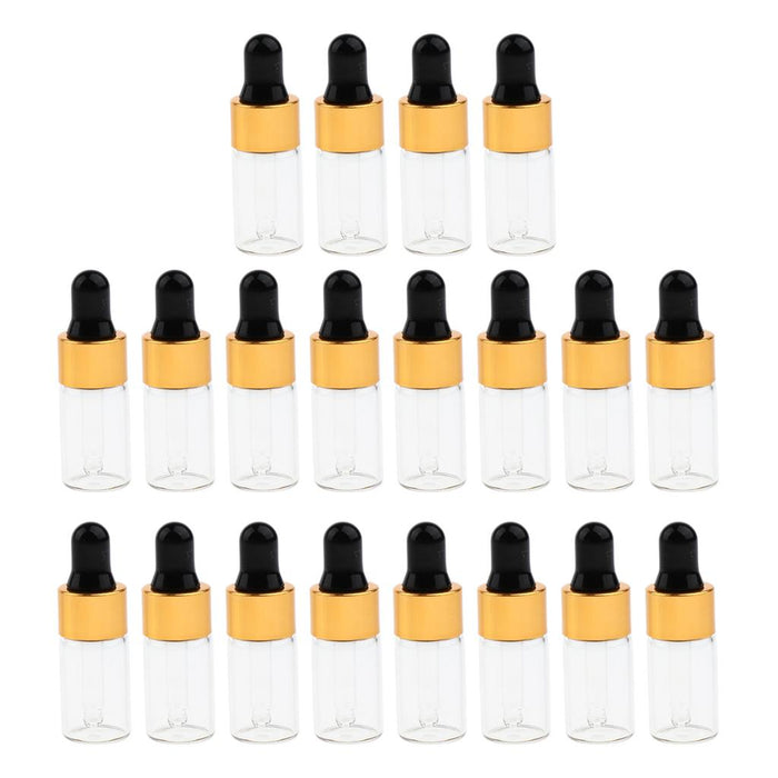 20 Pieces Travel Empty Glass Essential Oil Refillable Dropper Bottles 3 ML