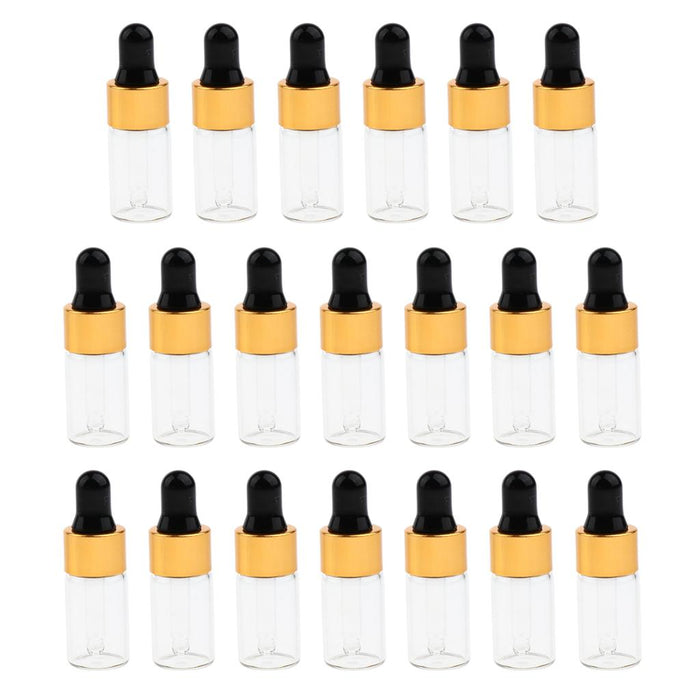 20 Pieces Travel Empty Glass Essential Oil Refillable Dropper Bottles 3 ML