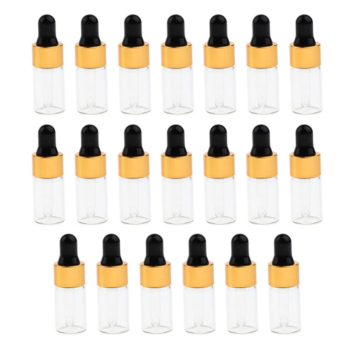 20 Pieces Travel Empty Glass Essential Oil Refillable Dropper Bottles 3 ML