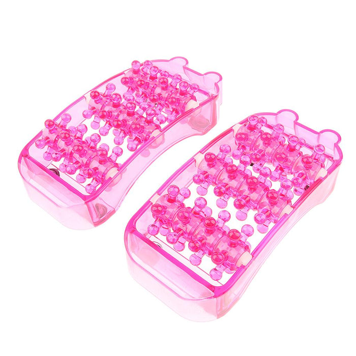 2 Pieces Plastic Foot Massager Roller Triggle Point Self Massage Tool Pink