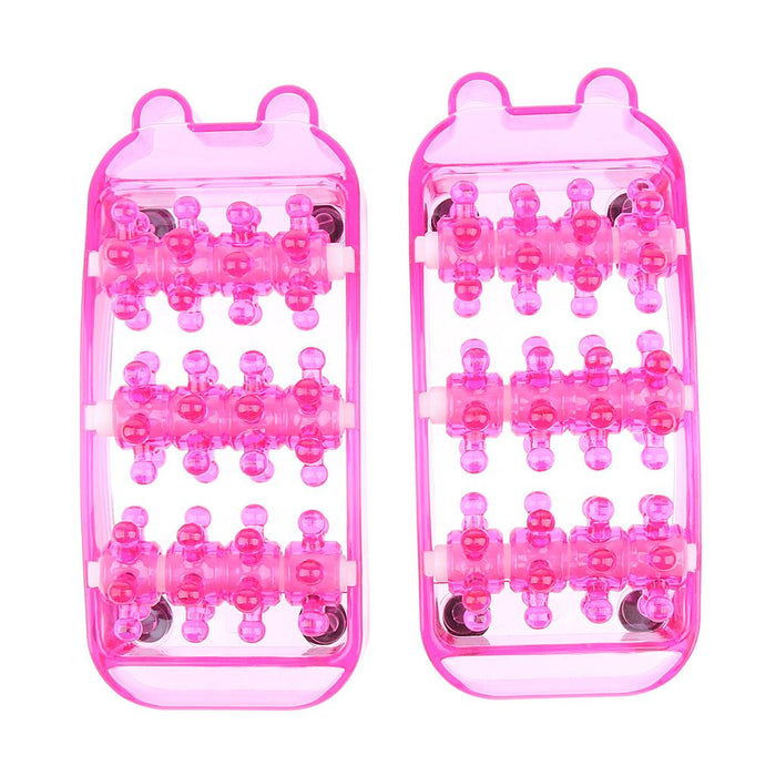 2 Pieces Plastic Foot Massager Roller Triggle Point Self Massage Tool Pink