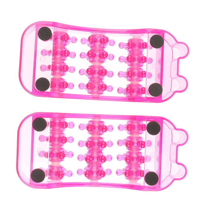 2 Pieces Plastic Foot Massager Roller Triggle Point Self Massage Tool Pink