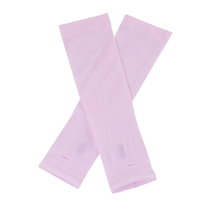 1 Pair Women Men UV Protection Anti Slip Arm Compression Sleeves Pink