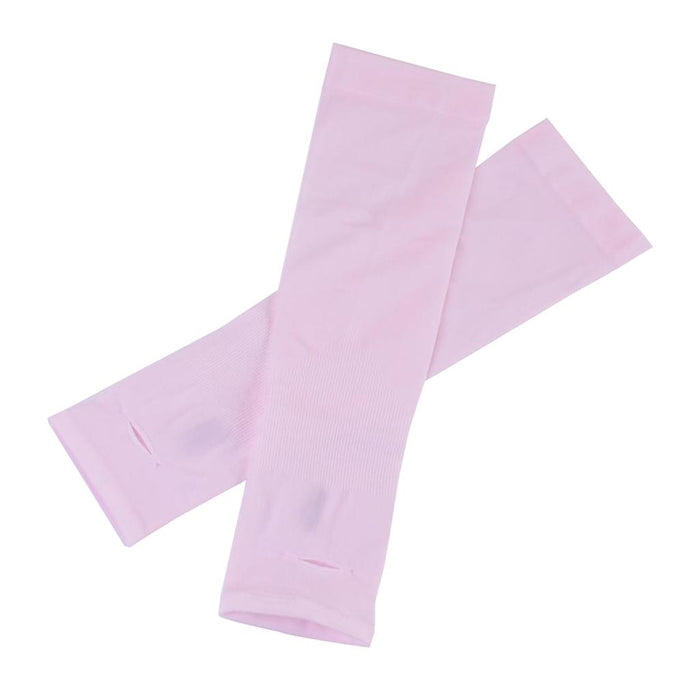 1 Pair Women Men UV Protection Anti Slip Arm Compression Sleeves Pink