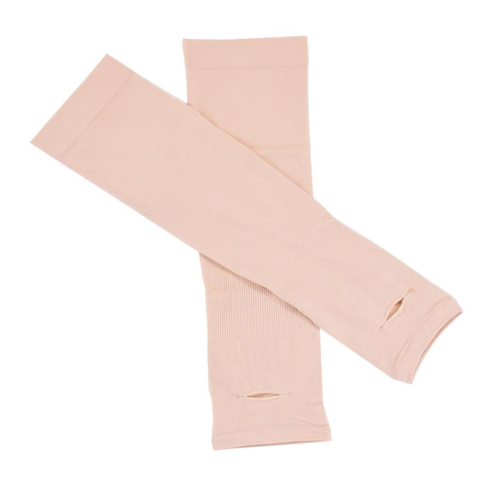 1 Pair Women Men UV Protection Anti Slip Arm Compression Sleeves Skin Color