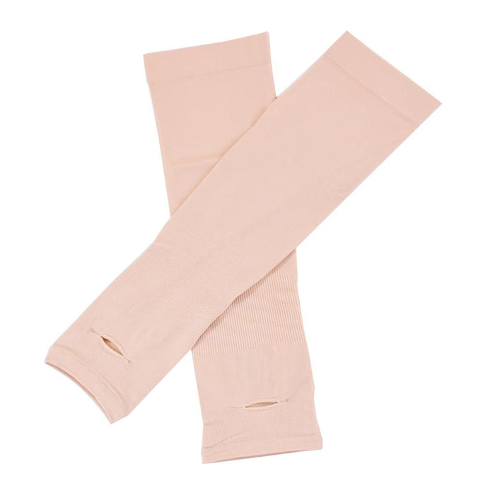 1 Pair Women Men UV Protection Anti Slip Arm Compression Sleeves Skin Color