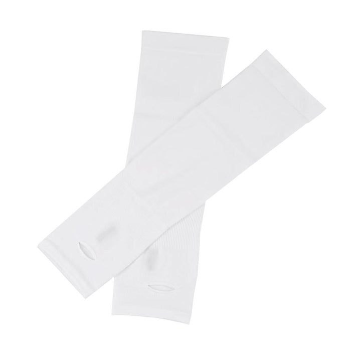 1 Pair Women Men UV Protection Anti Slip Arm Compression Sleeves White