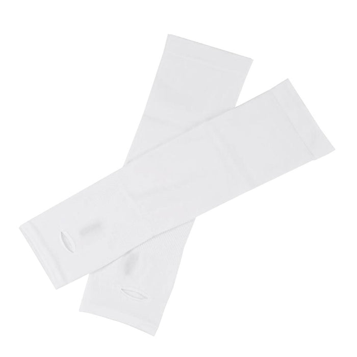 1 Pair Women Men UV Protection Anti Slip Arm Compression Sleeves White