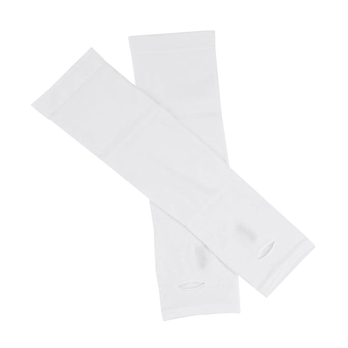 1 Pair Women Men UV Protection Anti Slip Arm Compression Sleeves White