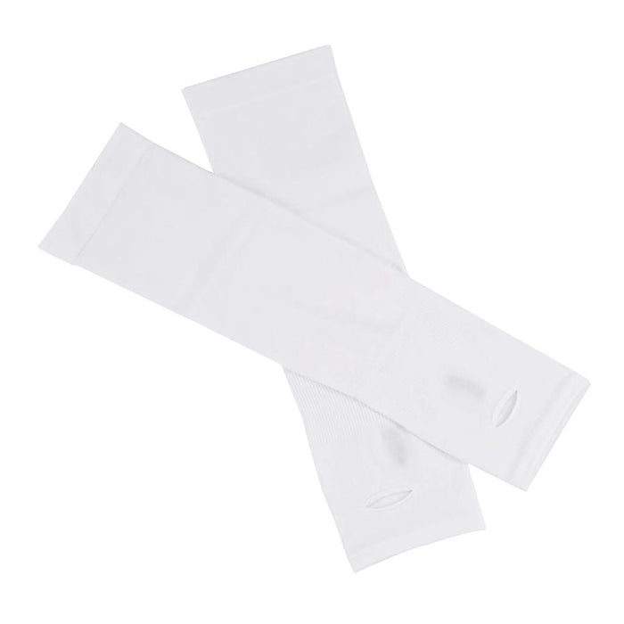 1 Pair Women Men UV Protection Anti Slip Arm Compression Sleeves White