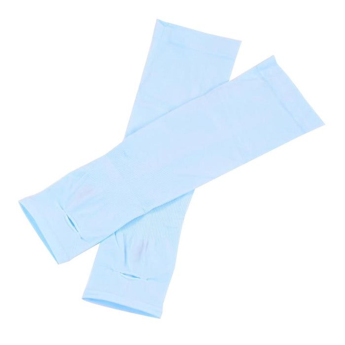 1 Pair Women Men UV Protection Anti Slip Arm Compression Sleeves Blue