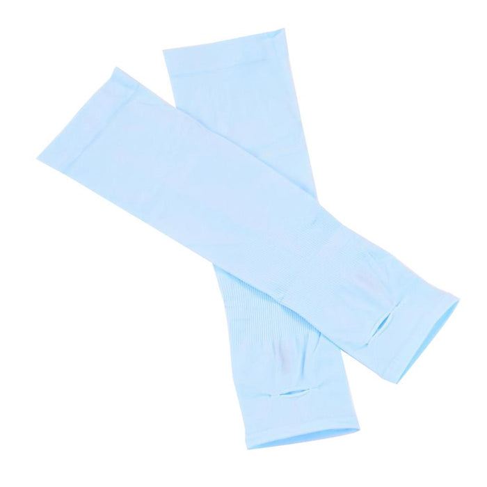 1 Pair Women Men UV Protection Anti Slip Arm Compression Sleeves Blue