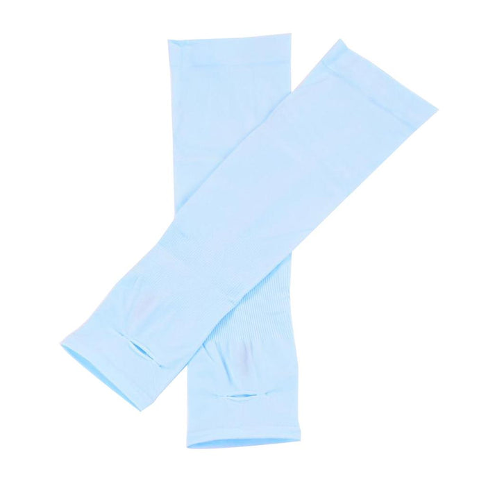 1 Pair Women Men UV Protection Anti Slip Arm Compression Sleeves Blue