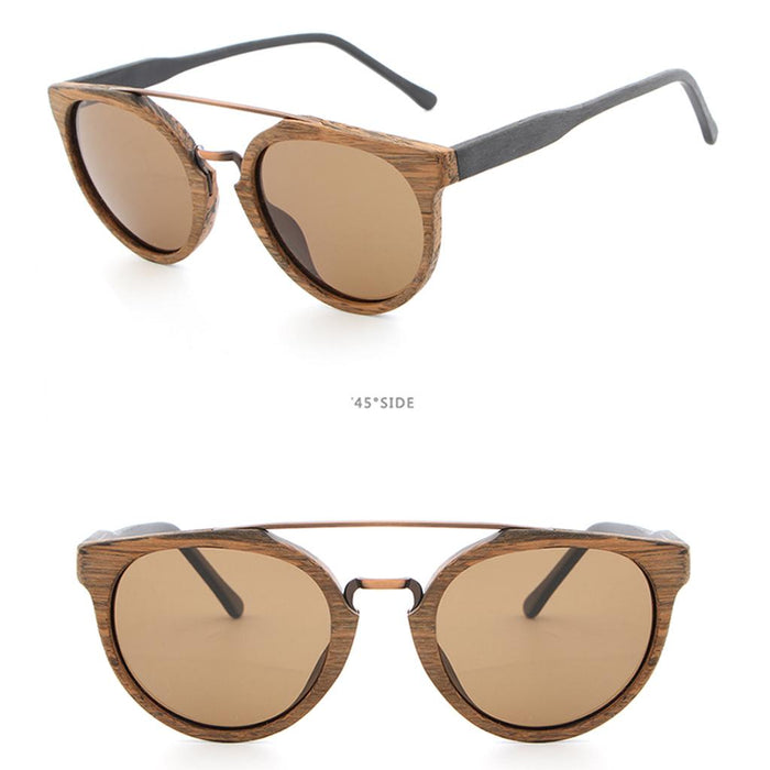 Crofta Wooden Polarized UV 400 Sunglasses Wood Glasses for Men Women Coffee