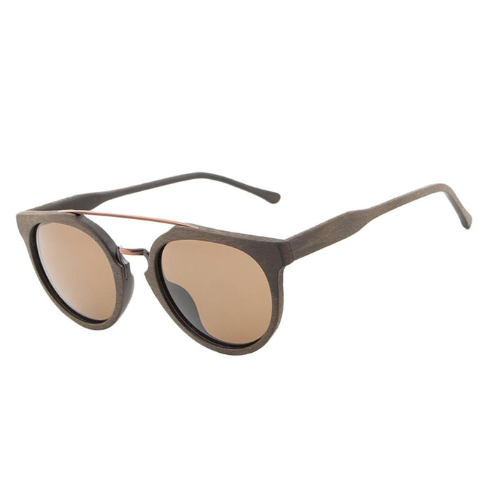 Crofta Wooden Polarized UV 400 Sunglasses Wood Glasses for Men Women Coffee