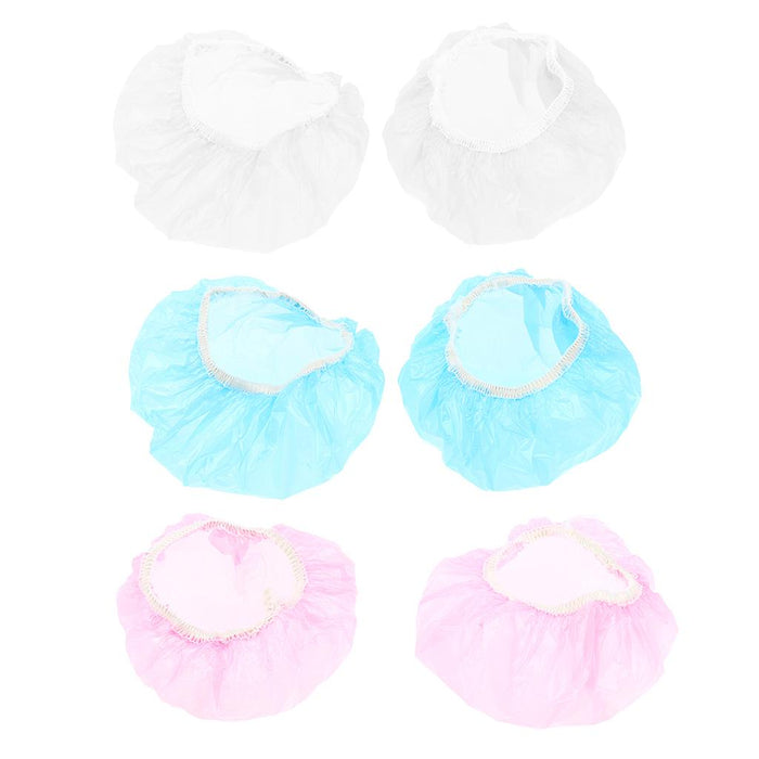 100 Pieces Disposable Bath Ear Covers Waterproof Earmuffs Caps Blue