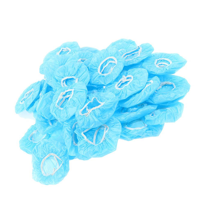 100 Pieces Disposable Bath Ear Covers Waterproof Earmuffs Caps Blue