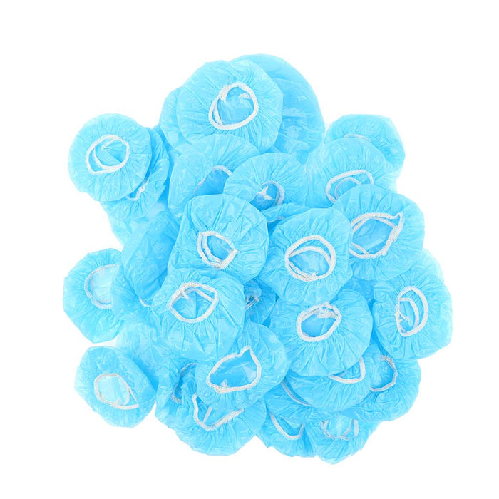 100 Pieces Disposable Bath Ear Covers Waterproof Earmuffs Caps Blue