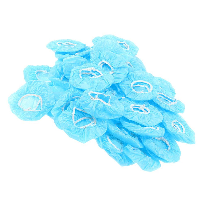 100 Pieces Disposable Bath Ear Covers Waterproof Earmuffs Caps Blue