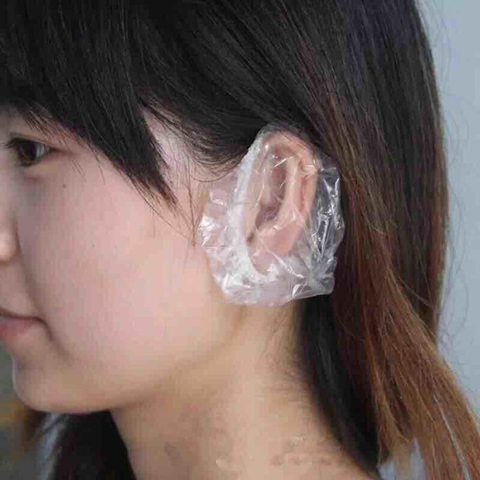 100 Pieces Disposable Bath Ear Covers Waterproof Earmuffs Caps Transparent