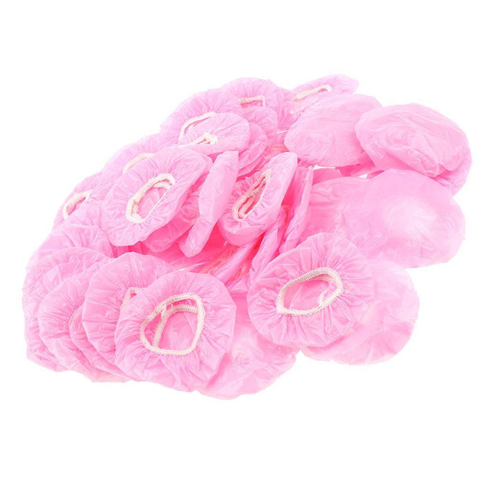 100 Pieces Disposable Bath Ear Covers Waterproof Earmuffs Caps Pink