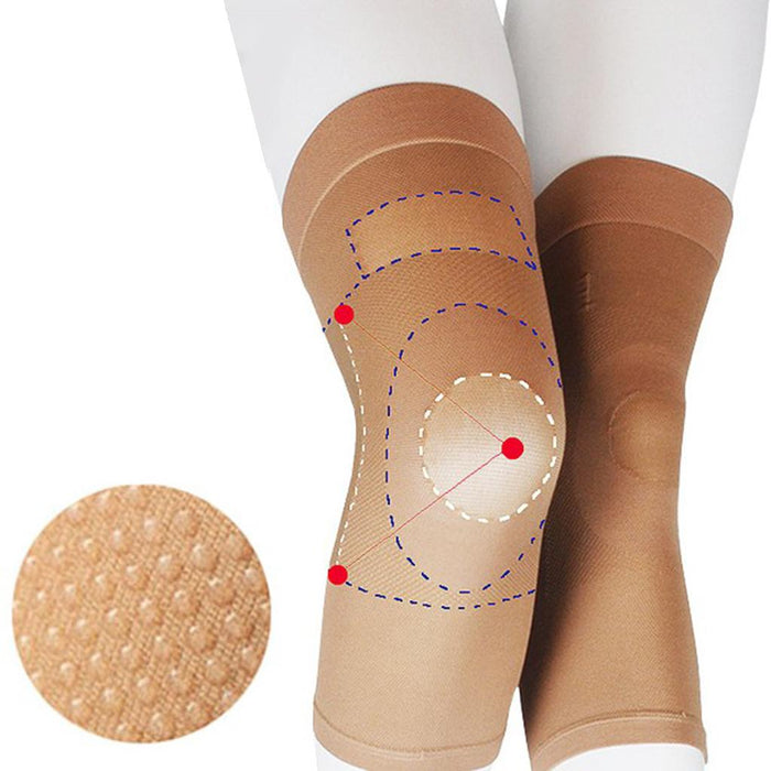 1 Pair Women Men Compression Sleeve Calf Knee Stocking Socks Skin Color XL