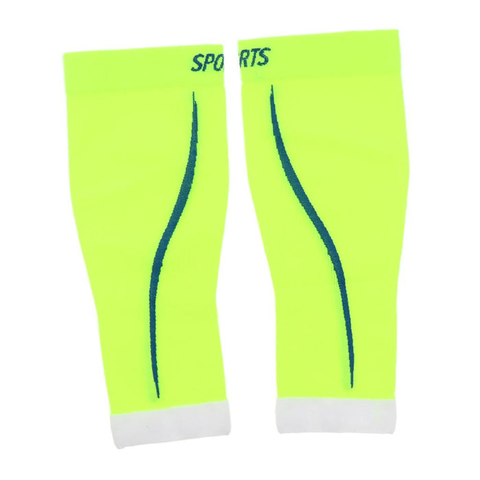 1 Pair Sport Leg Compression Sleeves Calf Guard Brace L-XL Fluorescent Green