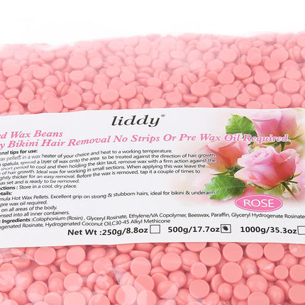 Crofta Wax Beans Hair Removal Face Leg Depilatory Hard Wax Pellets 500g  Rose