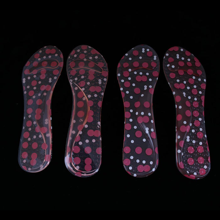 2 Pairs Silicone High Heel Insoles Insert Arch Pain Ease Pad  Pink Dots