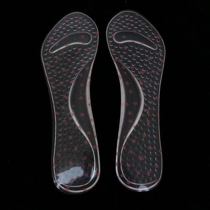 2 Pairs Silicone High Heel Insoles Insert Arch Pain Ease Pad  Red Flowers