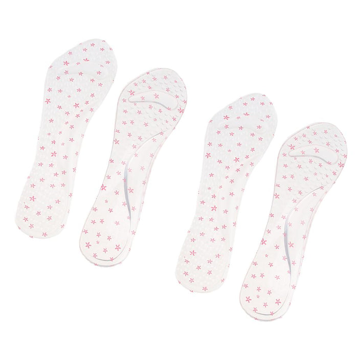 2 Pairs Silicone High Heel Insoles Insert Arch Pain Ease Pad  Red Flowers