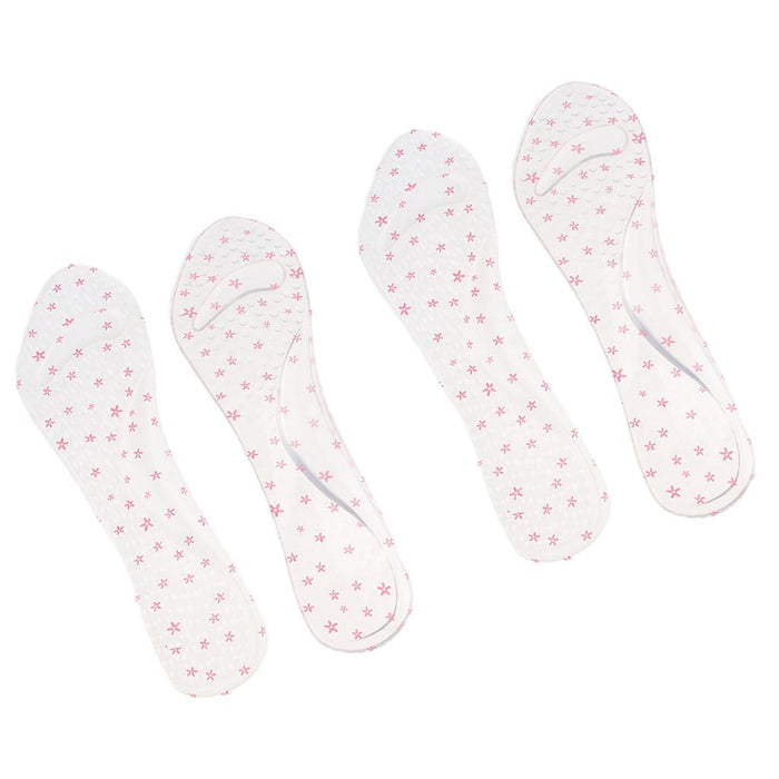 2 Pairs Silicone High Heel Insoles Insert Arch Pain Ease Pad  Red Flowers