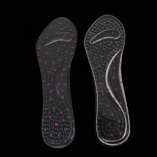 2 Pairs Silicone High Heel Insoles Insert Arch Pain Ease Pad  Red Flowers