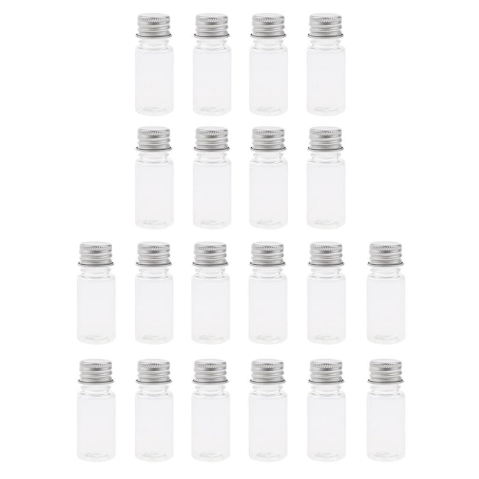 20pcs Transparent Travel Empty Refillable Essential Oils Makeup Bottles Containers with Aluminum Screw Lid 10ml