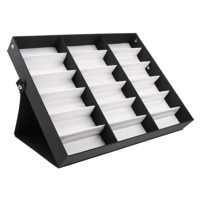 18 Slots Eyeglass Sunglasses Display Stand Box Organizer Holder Case White