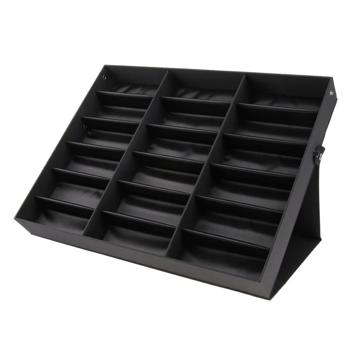 18 Slots Eyeglass Sunglasses Display Stand Box Organizer Holder Case Black