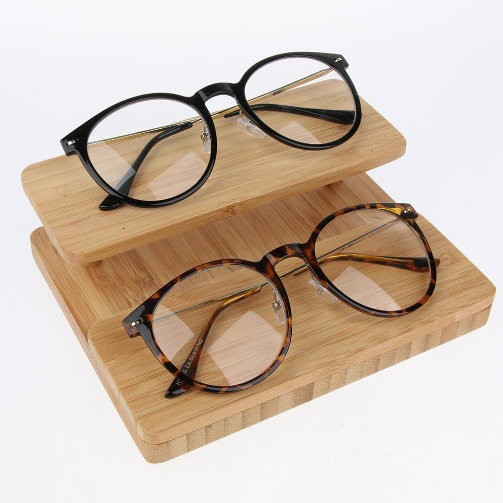 Crofta Wood Sunglasses Eyeglass Rack Display Stand Holder for Stores 2 Layers