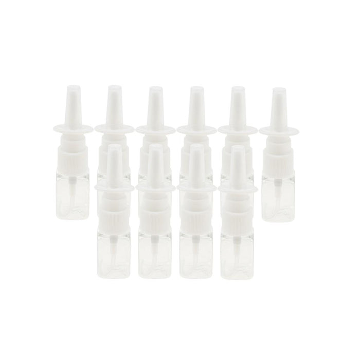 Crofta 10pcs Plastic Empty Refillable Nasal Spray Bottles Fine Mist Vials 10ml Clear