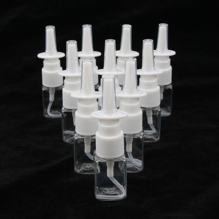 Crofta 10pcs Plastic Empty Refillable Nasal Spray Bottles Fine Mist Vials 10ml Clear