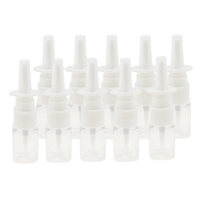 Crofta 10pcs Plastic Empty Refillable Nasal Spray Bottles Fine Mist Vials 10ml Clear